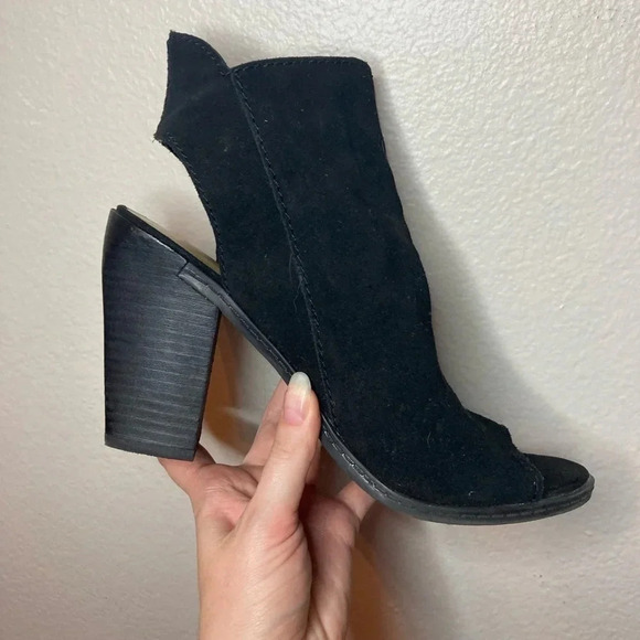 Dolce Vita Open Toed Suede Booties Size 8 Black Boots - Picture 4 of 10